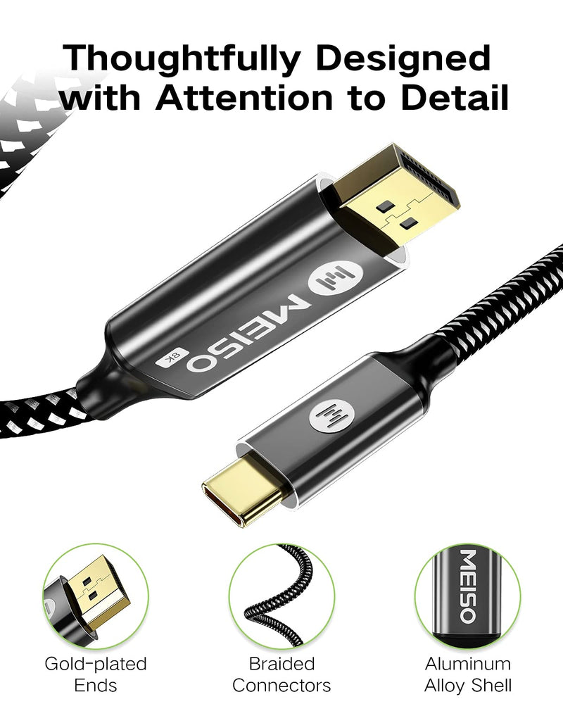 DisplayPort 1.4 Cable 8K@60Hz 4K@144Hz 1080P@240Hz 32.4Gbps for Gaming Cable